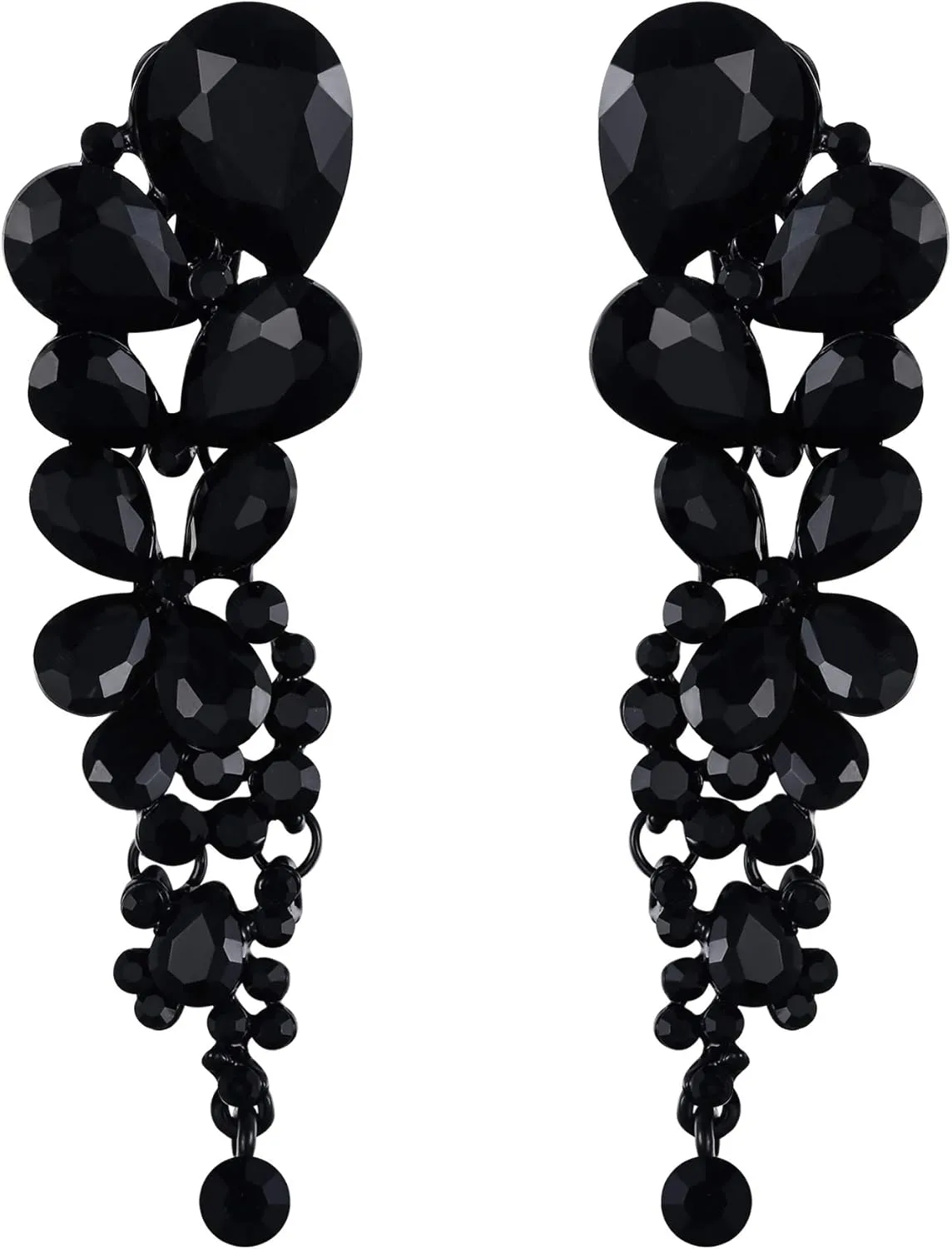 EVER FAITH Women's Austrian Crystal Gorgeous Tear Drops Wedding Dangle Clip-on Earrings
