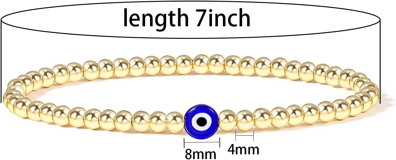 Evil Eye Luck Bracelet Gold Beaded Bracelet For Women Bracelets Set Blue Eye Bead Hand Stretch Bracelet Gifts For Bestfriends, Couple, Family Members, Siblings, Sister, Lover