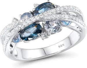 Exquisite Ladies Couple Love Ring, Women's X Shape Cubic Zirconia Vintage Luster Ring for Daily Wear, Silver, US 11