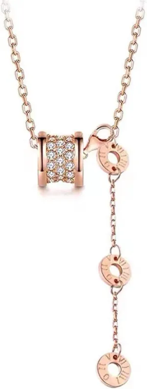 Exquisite s925 Sterling Silver Classic Circular Pendant Necklace Fashionable Rose Gold Cubic Zirconia Pendant Necklace Elegant Necklace For Women