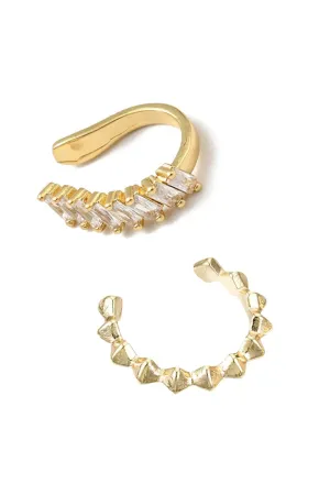 Farrah B Poker Face Ear Cuff Set in Gold