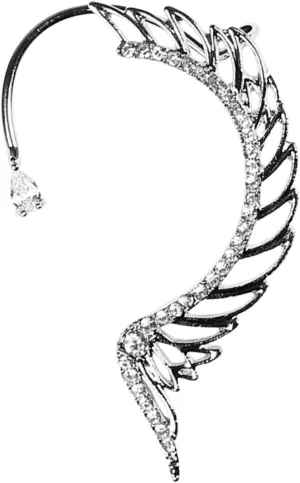 Fashionable Angel Ear Cuff Wrap Ear Jewelry Decor Non-piercing Rhinestone Earrings for Anniversary Present