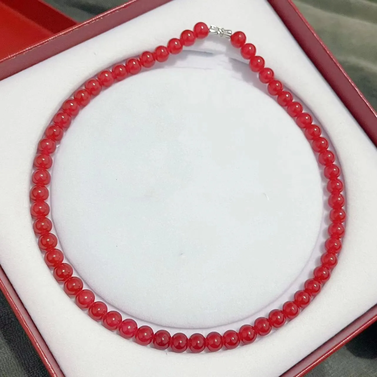 Faux Pearl Red Carnelian Jewelry Set Necklace Bracelet Earring Elegant Chunky Set Fashion Classic Jewelry for Women Best Gift for Birthday Valentine's Day Christmas New Year