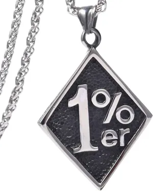 FIZIZDH Men's Cool Stainless Steel 1% er Pendant Necklace, 24 inch Keel Link Chain