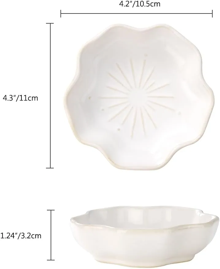 Flower Jewelry Tray Elegant Home Decoration. Ring Holder Dish for Newlywed, Girls Trinket Tray. Small Key Bowl, Sauce Bowl for Kitchen. Ceramic, White.