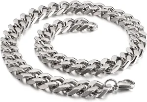 Friendship Bracelet for Men, Mens Black Stainless Steel Bracelets Four-Sided Thick Chain Men Prayer Bracelet Silver for Anniversary