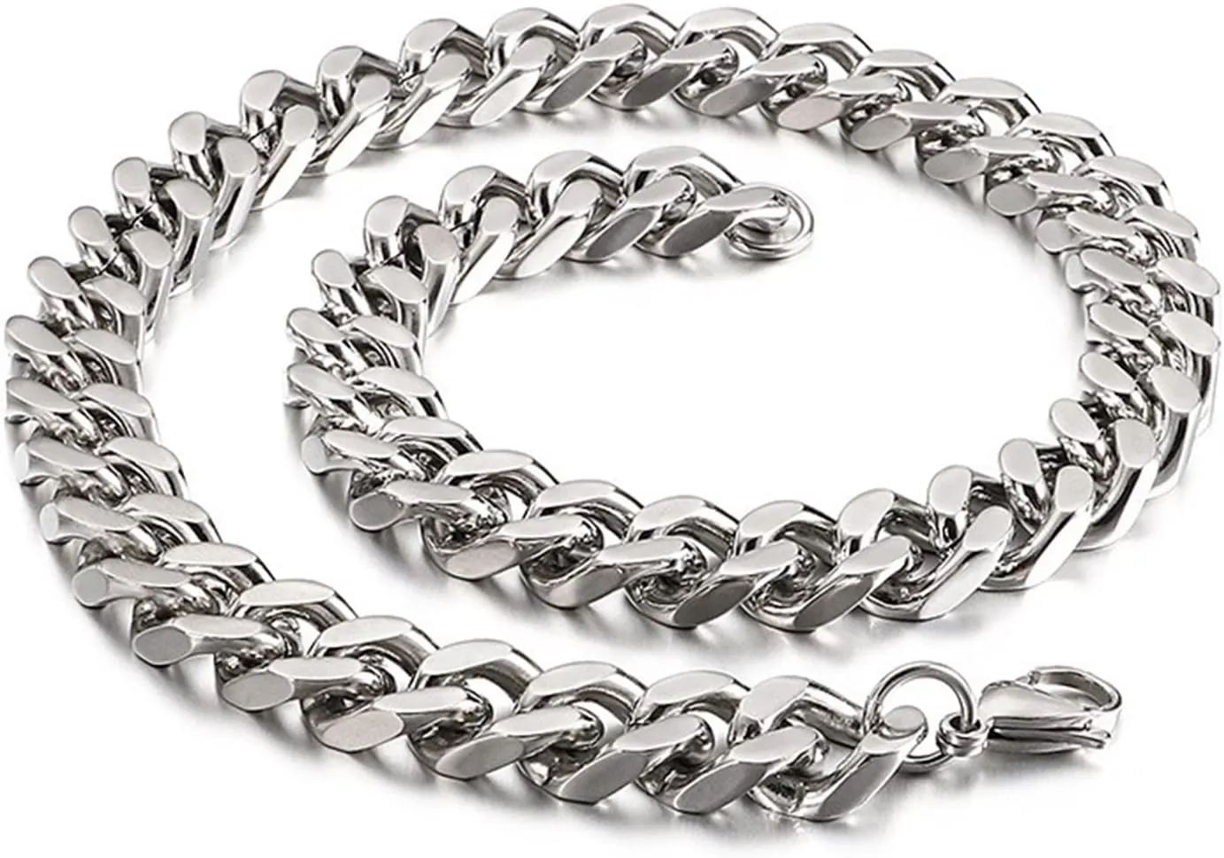 Friendship Bracelet for Men, Mens Black Stainless Steel Bracelets Four-Sided Thick Chain Men Prayer Bracelet Silver for Anniversary
