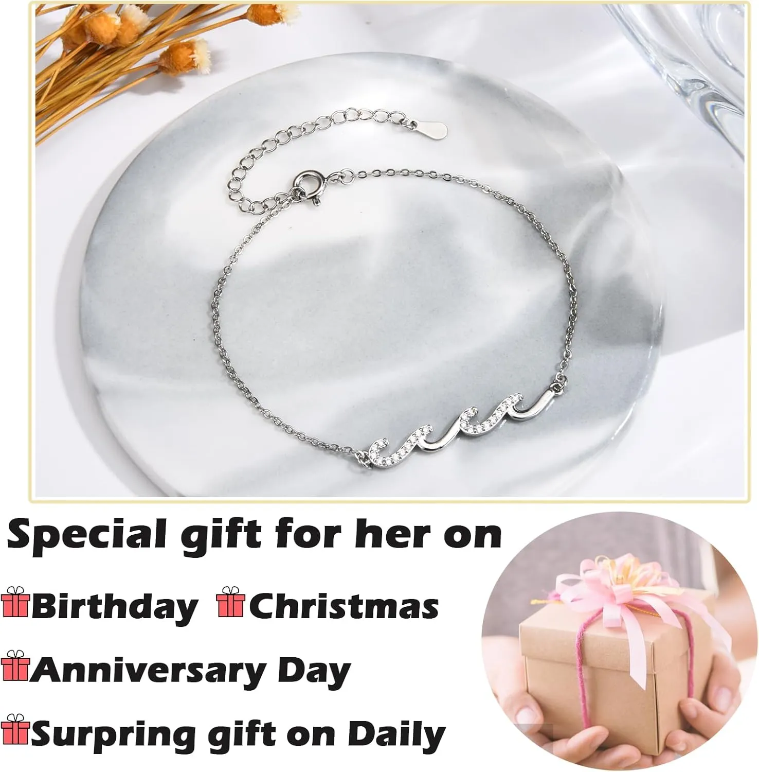 Friendship Bracelets Birthday Gifts for Women Best Friend Sister Gifts Wave Bracelet for Women For Birthday, Christmas, New Year