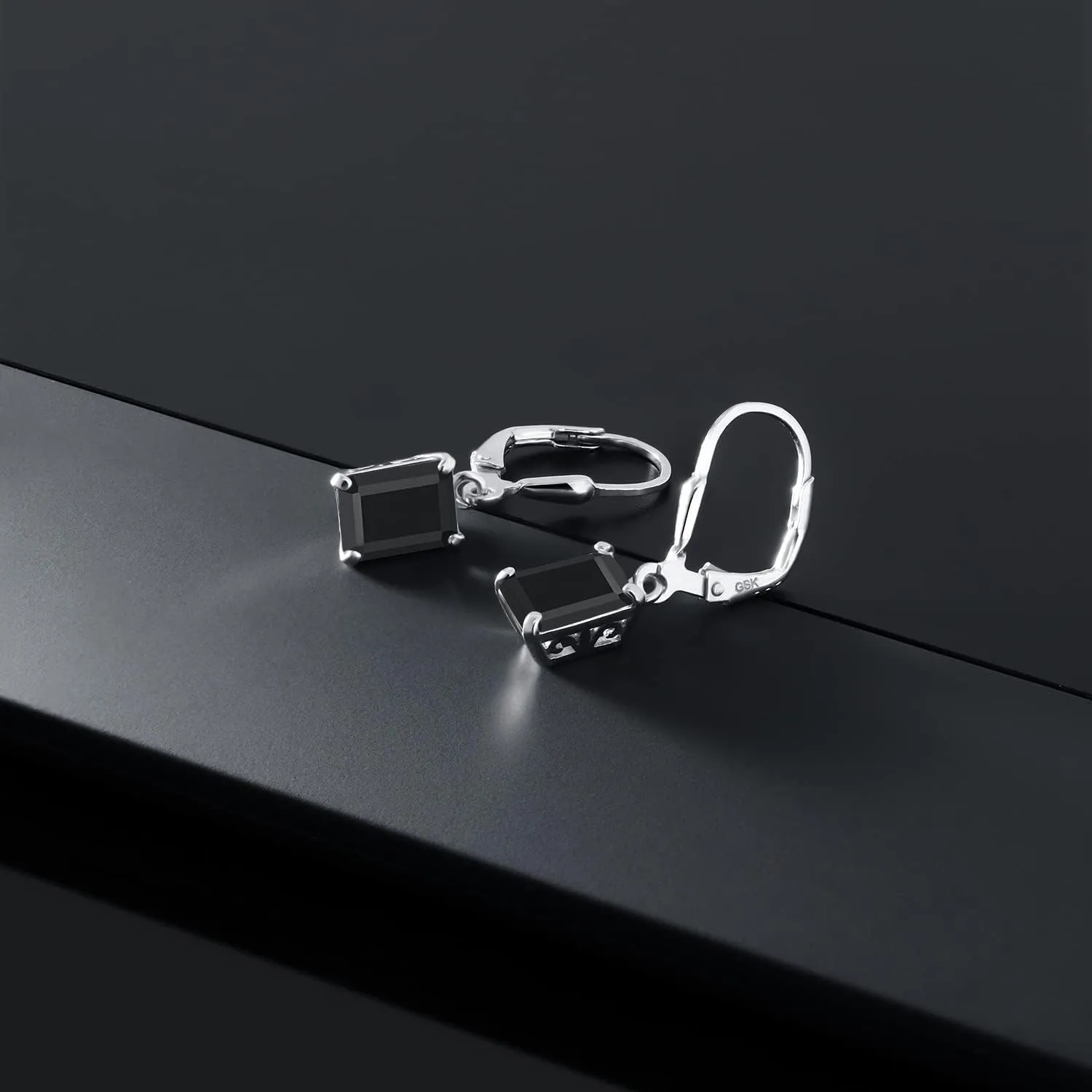 Gem Stone King Leverback Drop Dangle Earrings For Women | 8X6MM Emerald Cut Gemstone Birthstone | 925 Sterling Silver | Fine Jewelry Gifts for Her Mom Women Wife