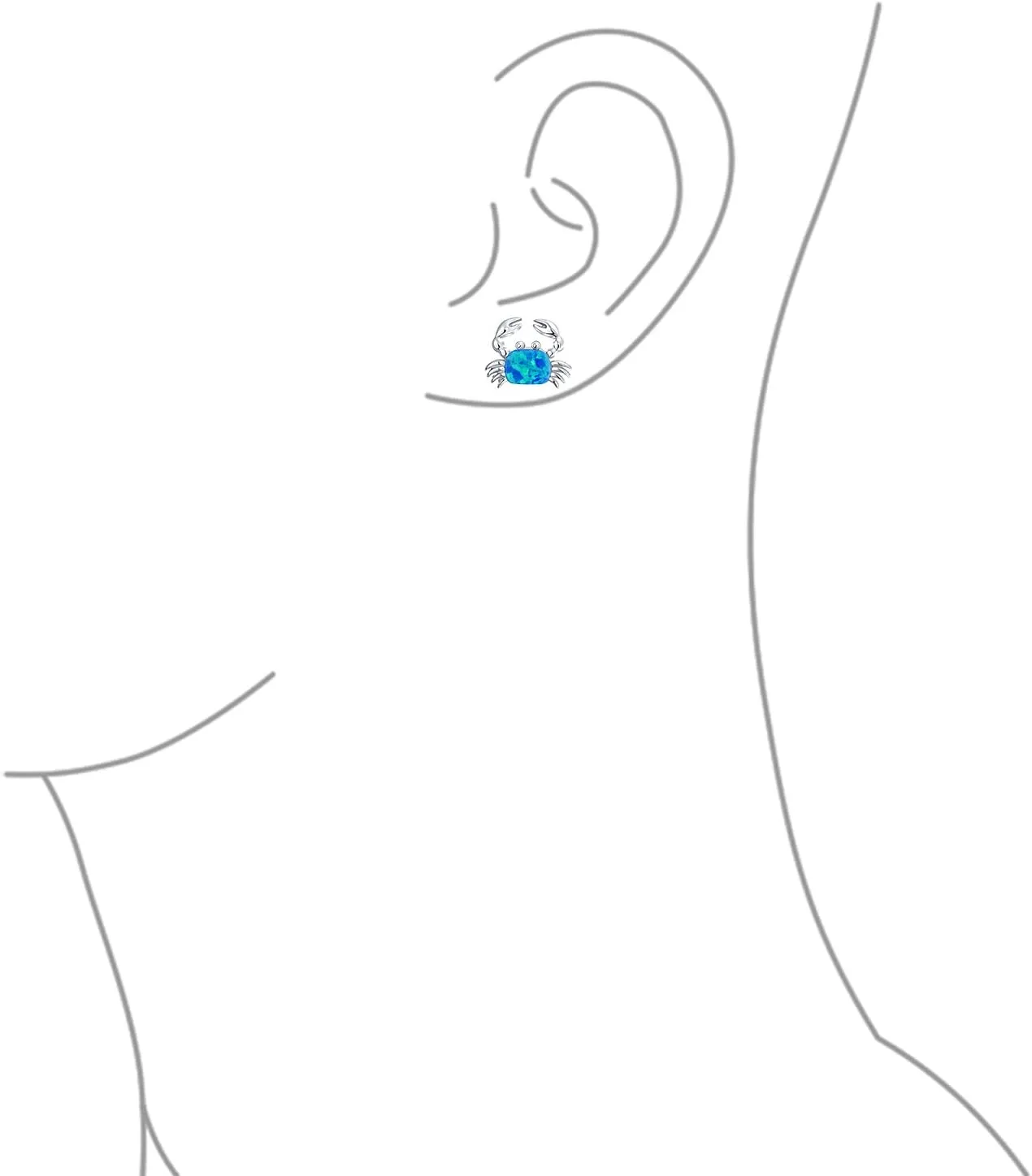 Gemstone Pink Blue White Tropical Vacation Nautical Created Opal Beach Lobster Claw Crab Stud Earrings Pendant For Women .925 Sterling Silver October Birthstone