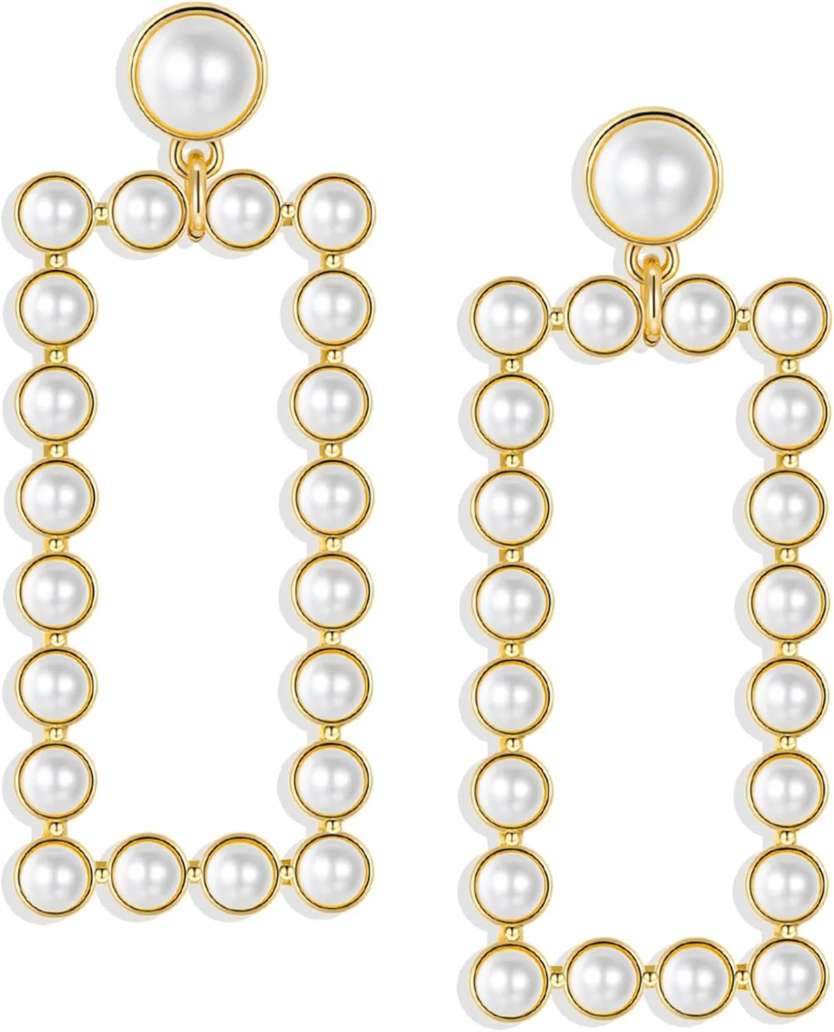 Geometric Pearl Drop Earrings Pearl Dangle Earrings Jewelry Gifts