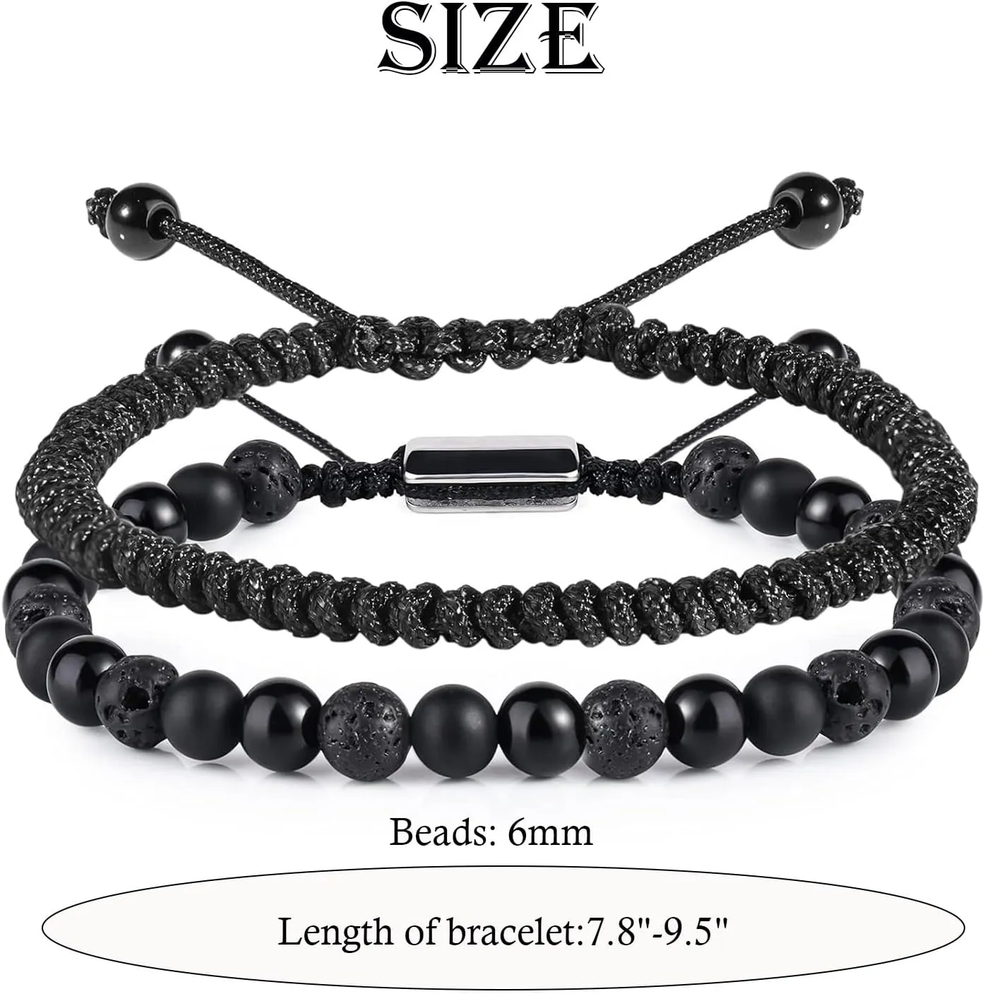 Gifts for Men Bracelets, Stone Beads Braided Rope Meaningful Bracelet, Mens Adjustable Bracelets Birthday/Valentines Day/Easter Gifts for Men Husband Boyfriend Father