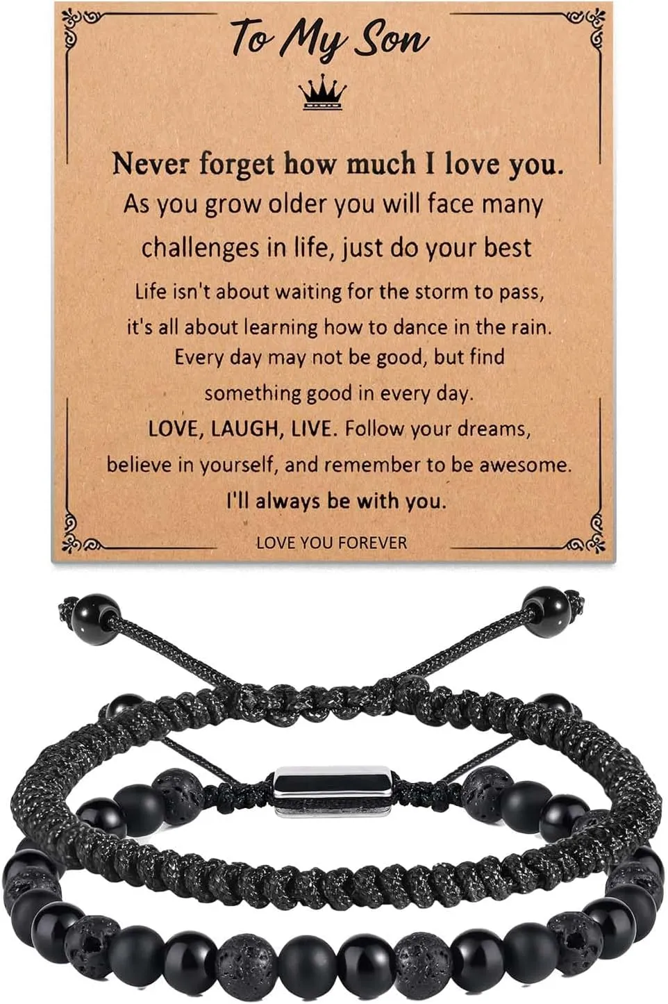 Gifts for Men Bracelets, Stone Beads Braided Rope Meaningful Bracelet, Mens Adjustable Bracelets Birthday/Valentines Day/Easter Gifts for Men Husband Boyfriend Father