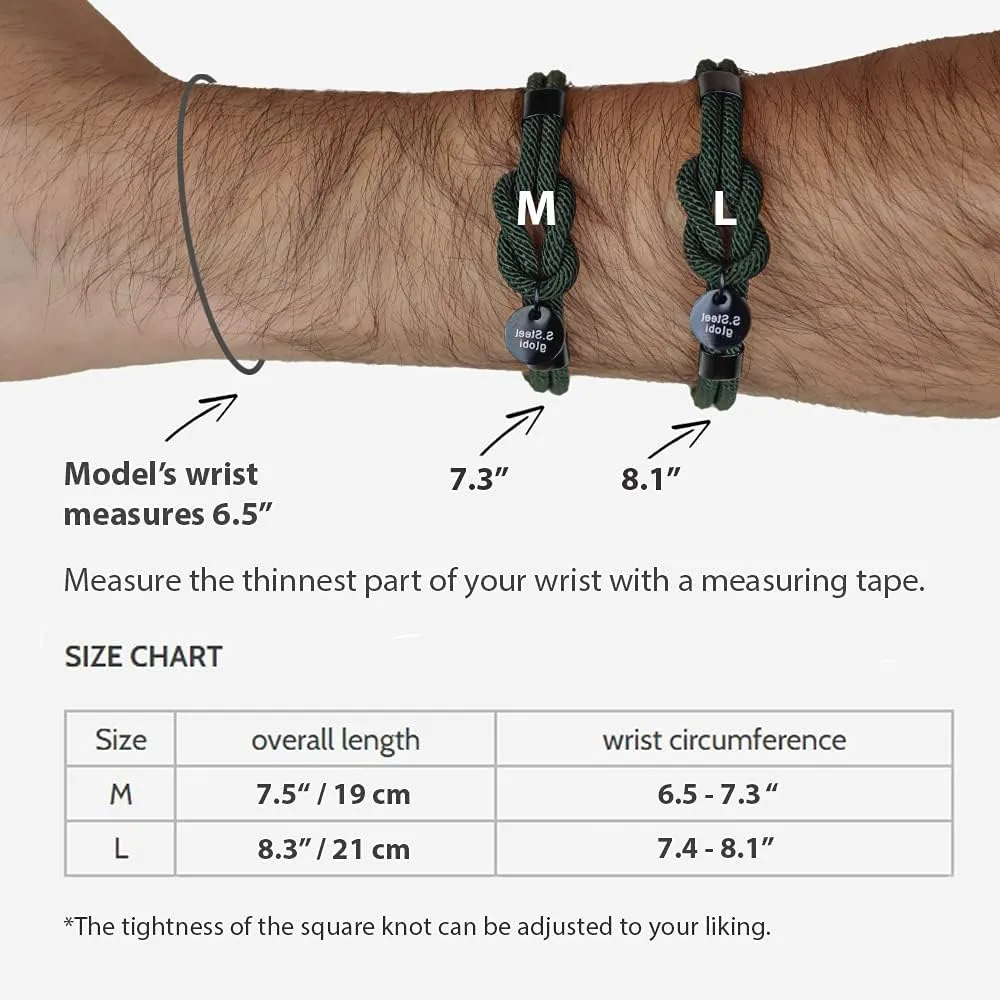 globi Paracord Braided Rope Bracelet for Men Women | Lightweight Nautical Unisex Cuff Bracelet with Stainless Steel Magnetic Clasp