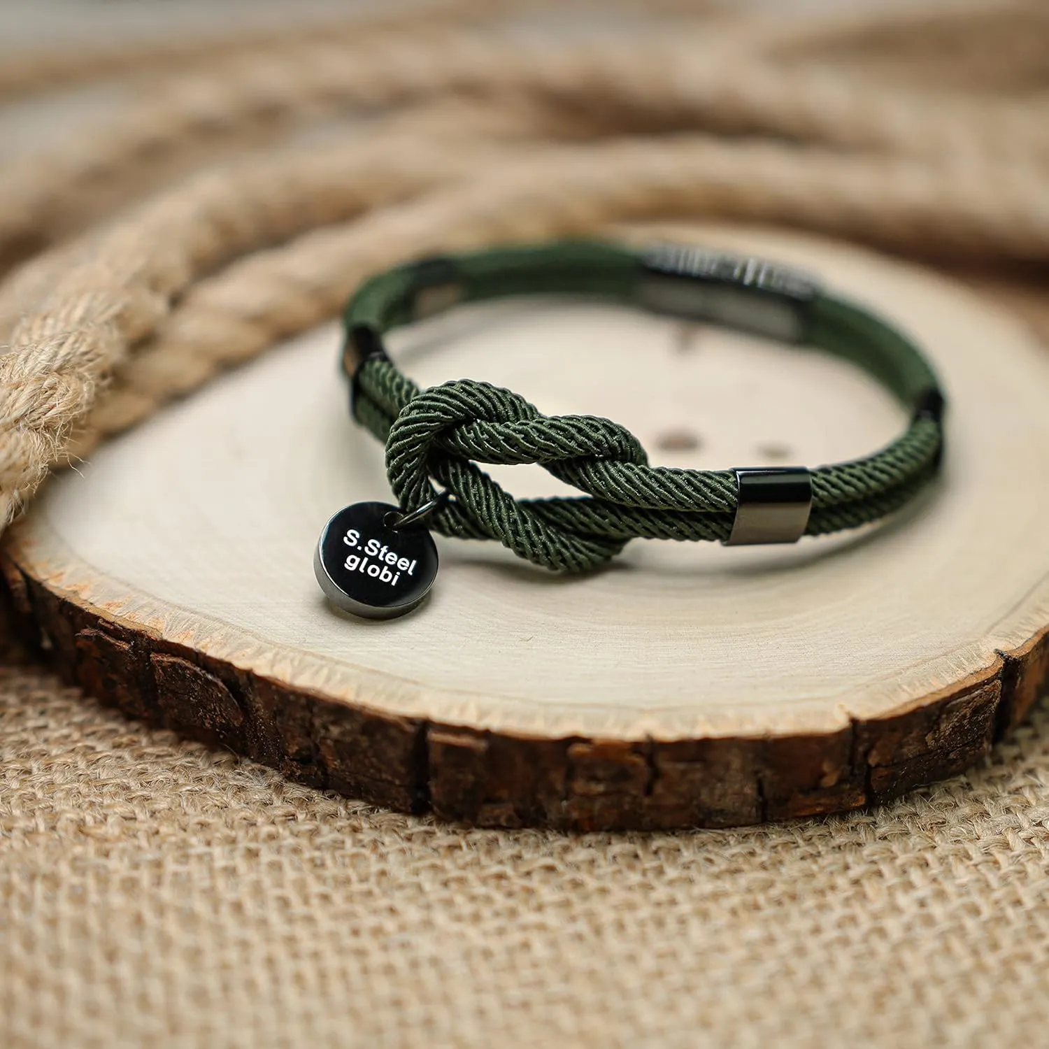 globi Paracord Braided Rope Bracelet for Men Women | Lightweight Nautical Unisex Cuff Bracelet with Stainless Steel Magnetic Clasp