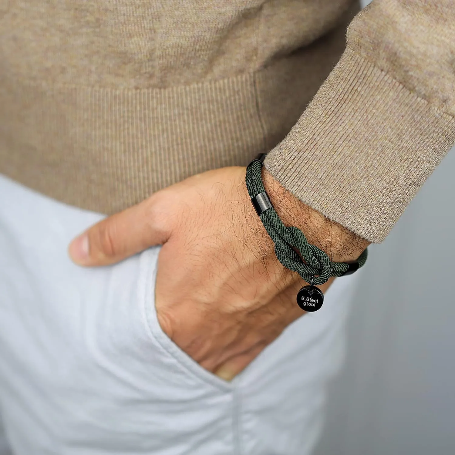 globi Paracord Braided Rope Bracelet for Men Women | Lightweight Nautical Unisex Cuff Bracelet with Stainless Steel Magnetic Clasp