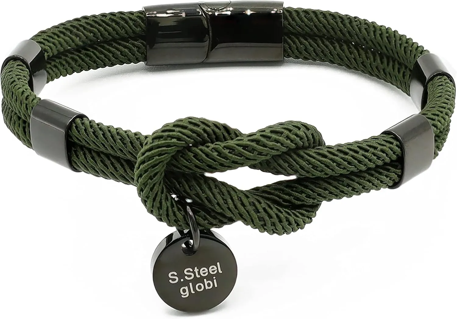 globi Paracord Braided Rope Bracelet for Men Women | Lightweight Nautical Unisex Cuff Bracelet with Stainless Steel Magnetic Clasp