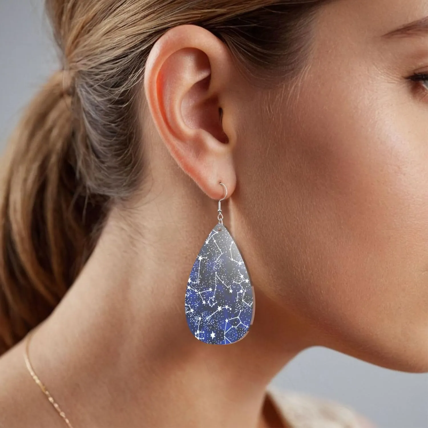 Glow In The Dark Print Drop-Shaped Acrylic Dangle Earrings For Women, Cute Jewelry Valentine'S Day Gifts