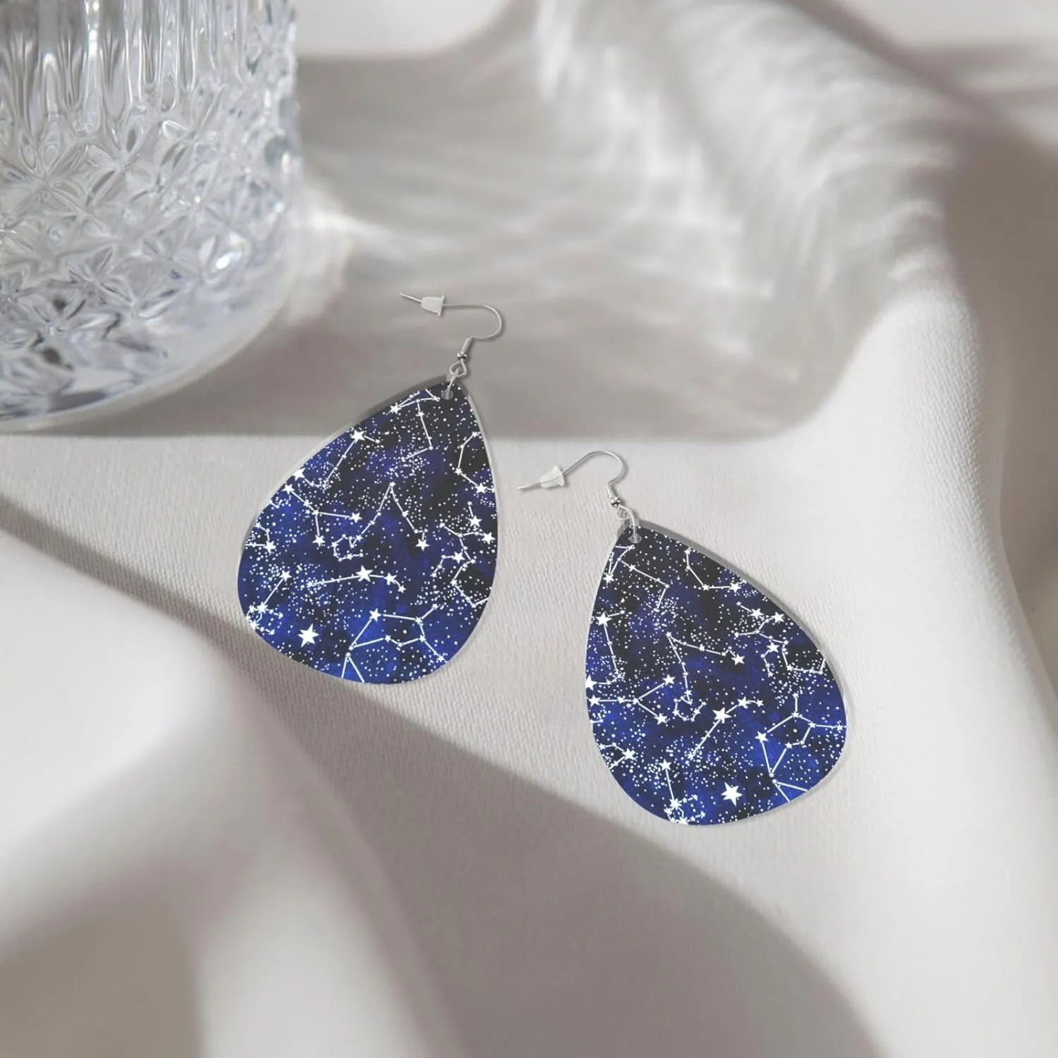 Glow In The Dark Print Drop-Shaped Acrylic Dangle Earrings For Women, Cute Jewelry Valentine'S Day Gifts