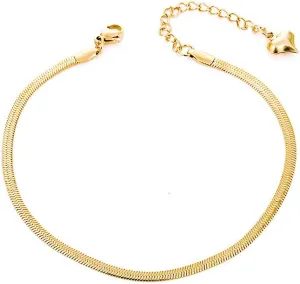 Gold Anklets for Women Waterproof,18K Gold Plated Anklet for Women Snake Chain Link Dainty Ankle Bracelets Summer Beach Jewelry