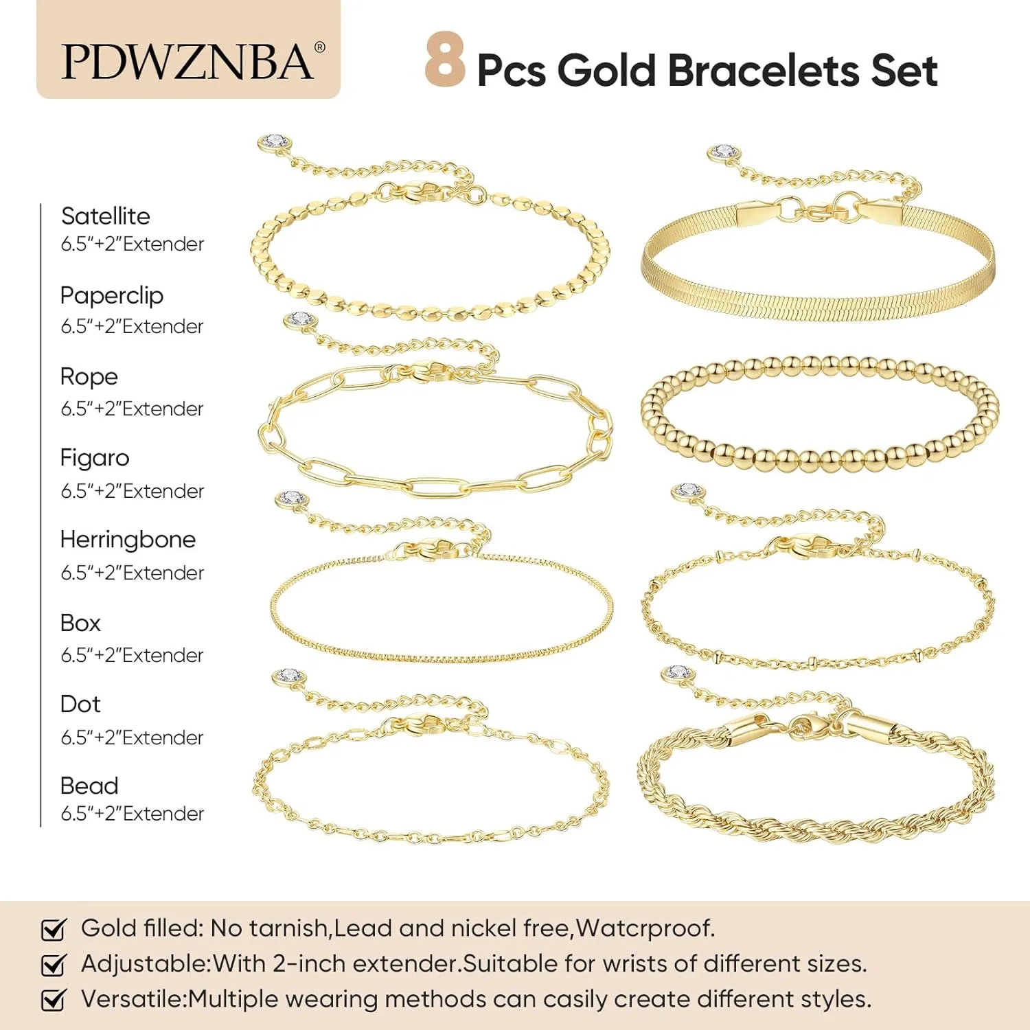 Gold Bracelets for Women, 14K Real Gold Plated Stackable Bracelet Set, Trendy Jewelry for Women, Adjustable Dainty Jewelry Gifts for Women