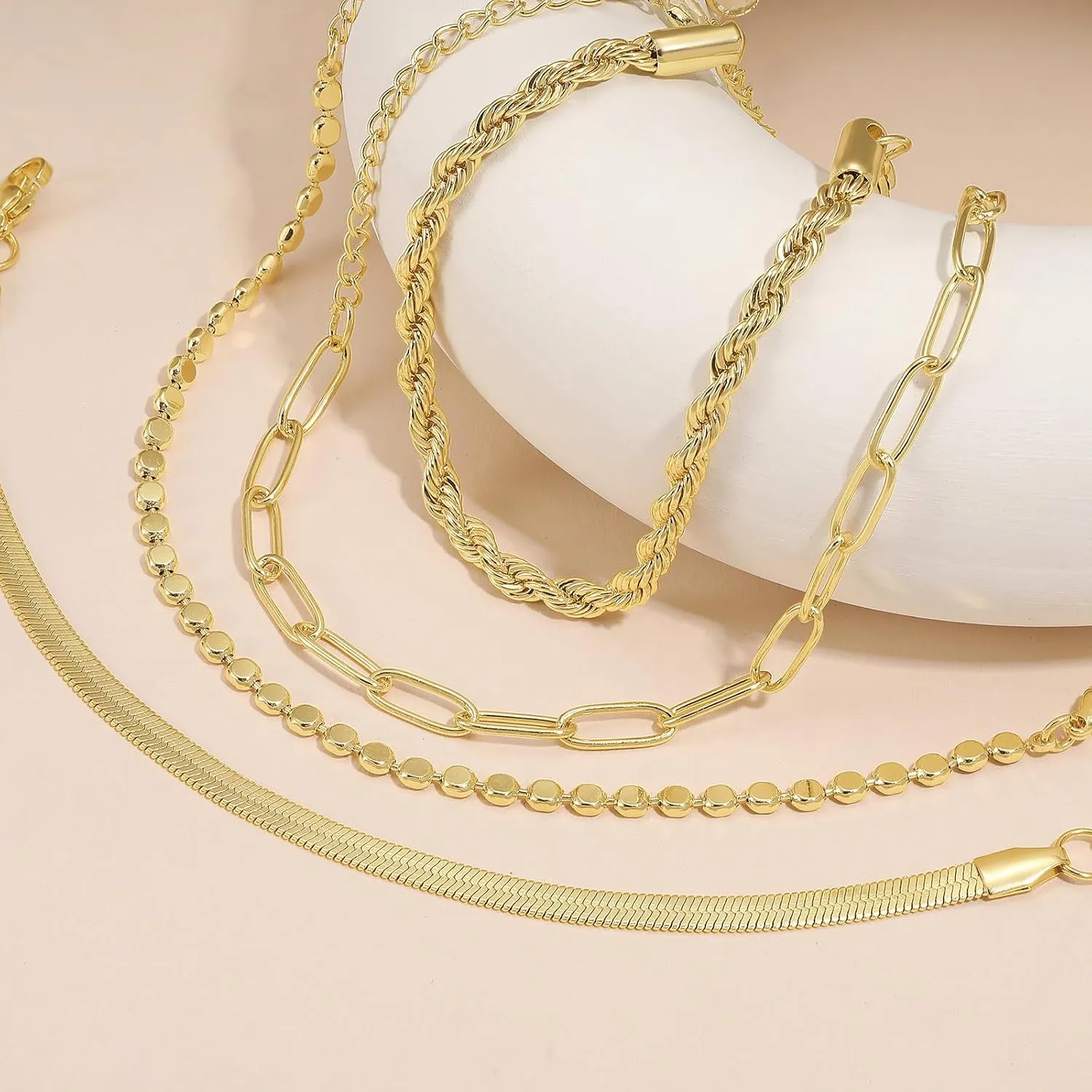 Gold Bracelets for Women, 14K Real Gold Plated Stackable Bracelet Set, Trendy Jewelry for Women, Adjustable Dainty Jewelry Gifts for Women