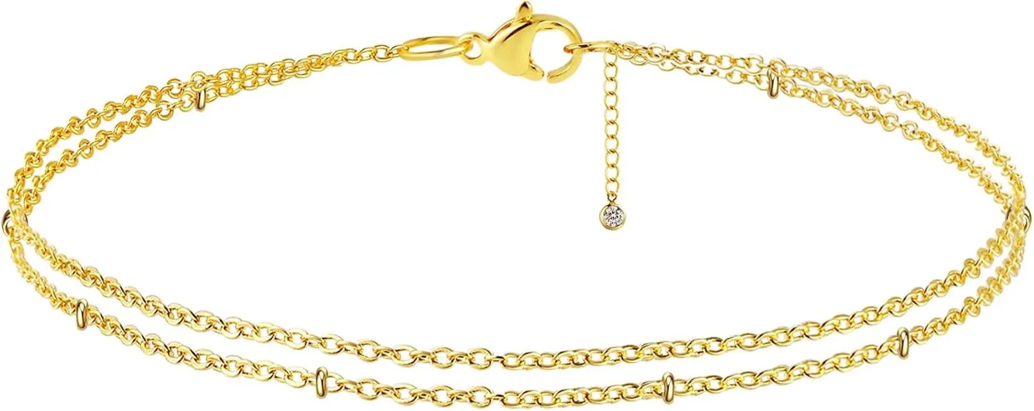 Gold Bracelets for Women Gold Chain Bracelet Sets for Women Girls 14K Gold Plated Dainty Link Paperclip Bracelets