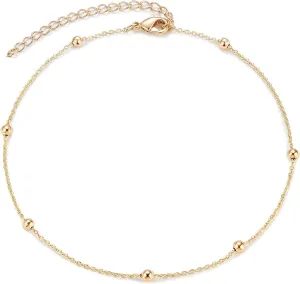 Gold Plated Ankle Bracelet Multilayer Anklets for Women Satellite, Circle, Butterfly, Teardrop, Oval Disk Layered Anklet Beach Jewelry Summer Ankle Bracelet Boho Beach Foot Chain Link/Figaro/Twist