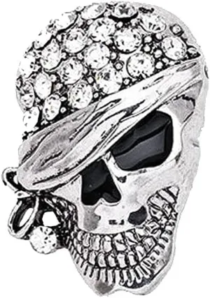 Gothic Crystal Enamel Skull Head Brooch Pin Vintage Gold Rhinestone Punk Hip-hop Rock Biker Skull Brooches Fashion Jewelry Accessories for Men Women Gift