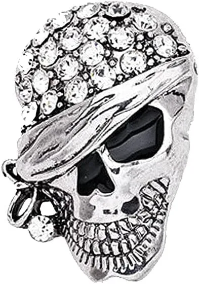Gothic Crystal Enamel Skull Head Brooch Pin Vintage Gold Rhinestone Punk Hip-hop Rock Biker Skull Brooches Fashion Jewelry Accessories for Men Women Gift
