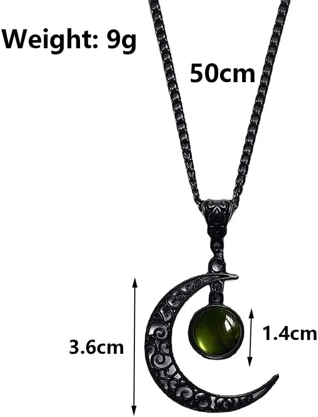 Gothic Moon Pendant Statement Necklace for Women Punk Vintage Crystal Black Crescent Collarbone Choker Darkness Moon Necklace Halloween Jewelry Gifts