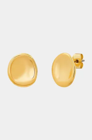 Hammered Gold Button Earrings