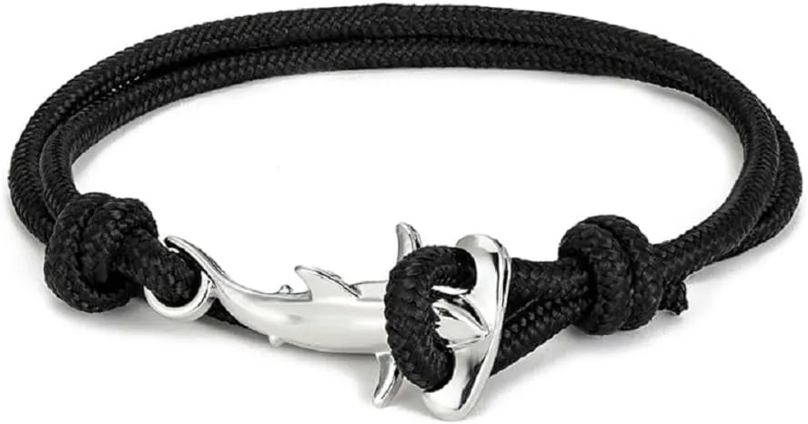 Hammerhead Sharks Bracelet Ocean Lovers Nautical Multilayer Wrapped Waterproof Rope Bracelet Couple Gift
