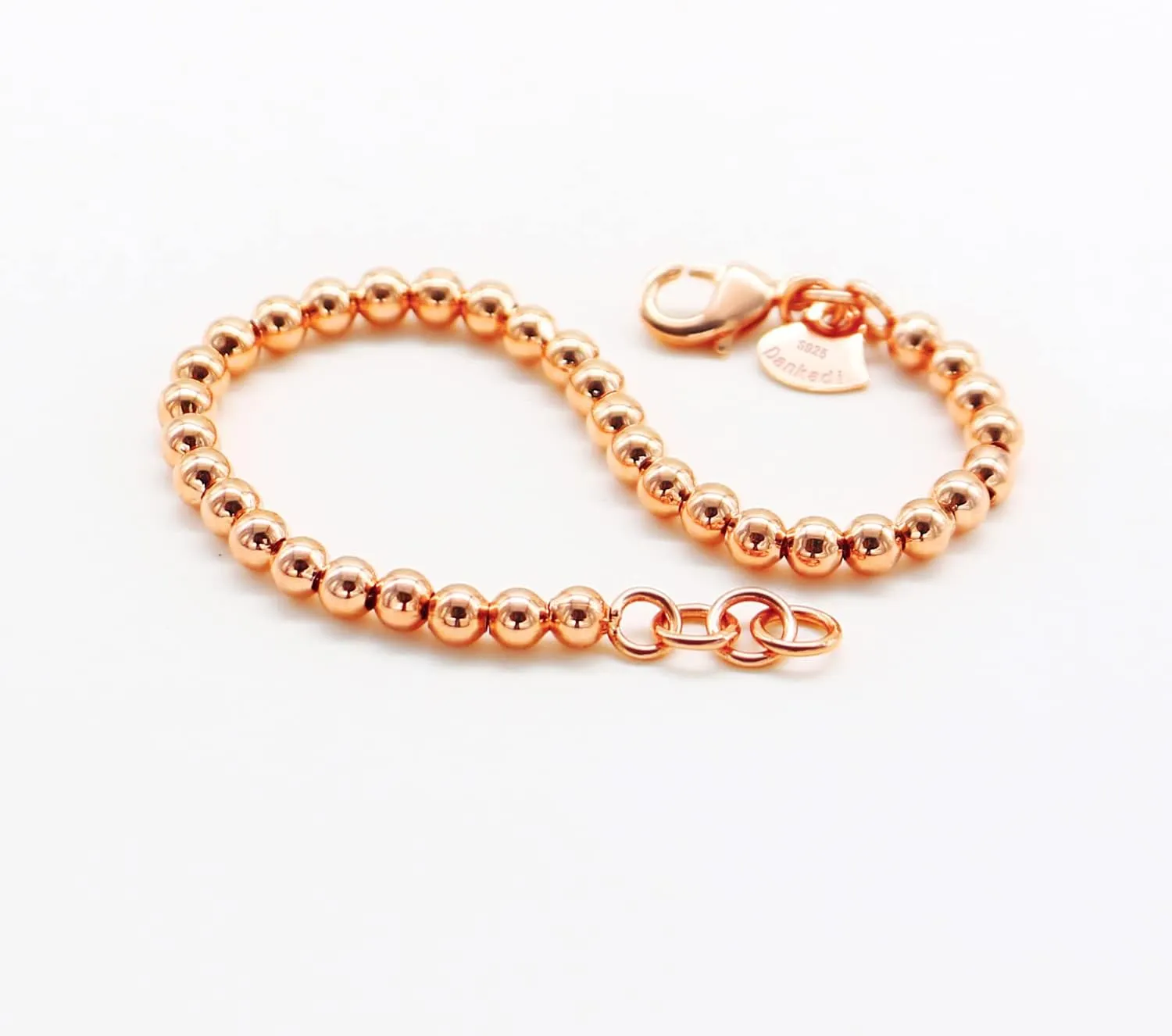 H&Beautimer 925 Sterling Silver 4-10MM Ball Chain Bracelet For Women's - Italian Handmade Bead Chain Bracelet 5''5.7''6.3''6.7''7.5''8''8.3''8.5''9 Inch Rose Gold Party Jewelry