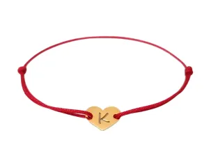 Hand Made 18K Gold Heart Initial Bracelet Silver Red String Bracelet Red String Of Fate Amulet Kabbalah Protection Christmas Birthday Gift Friendship Wedding Healing Anxiety Couple Women Men Teengers