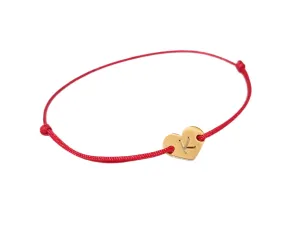 Hand Made 18K Gold Heart Initial Bracelet Silver Red String Bracelet Red String Of Fate Amulet Kabbalah Protection Christmas Birthday Gift Friendship Wedding Healing Anxiety Couple Women Men Teengers