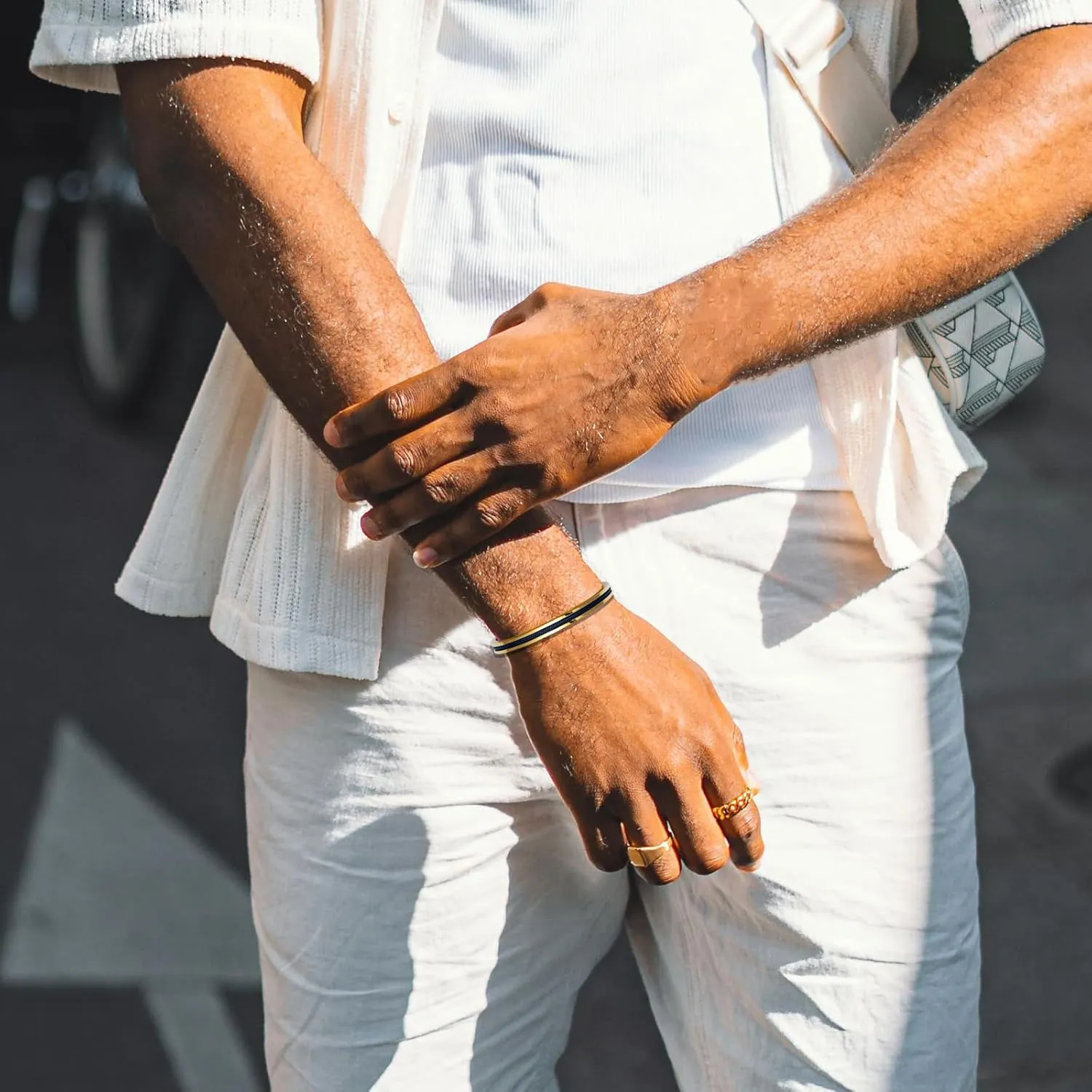 Handmade Minimalist Cuff Bracelet with Lucky Nautical Rope Inlaid Stainless Steel Cuff Unique and Stylish Bangle For Men And Women