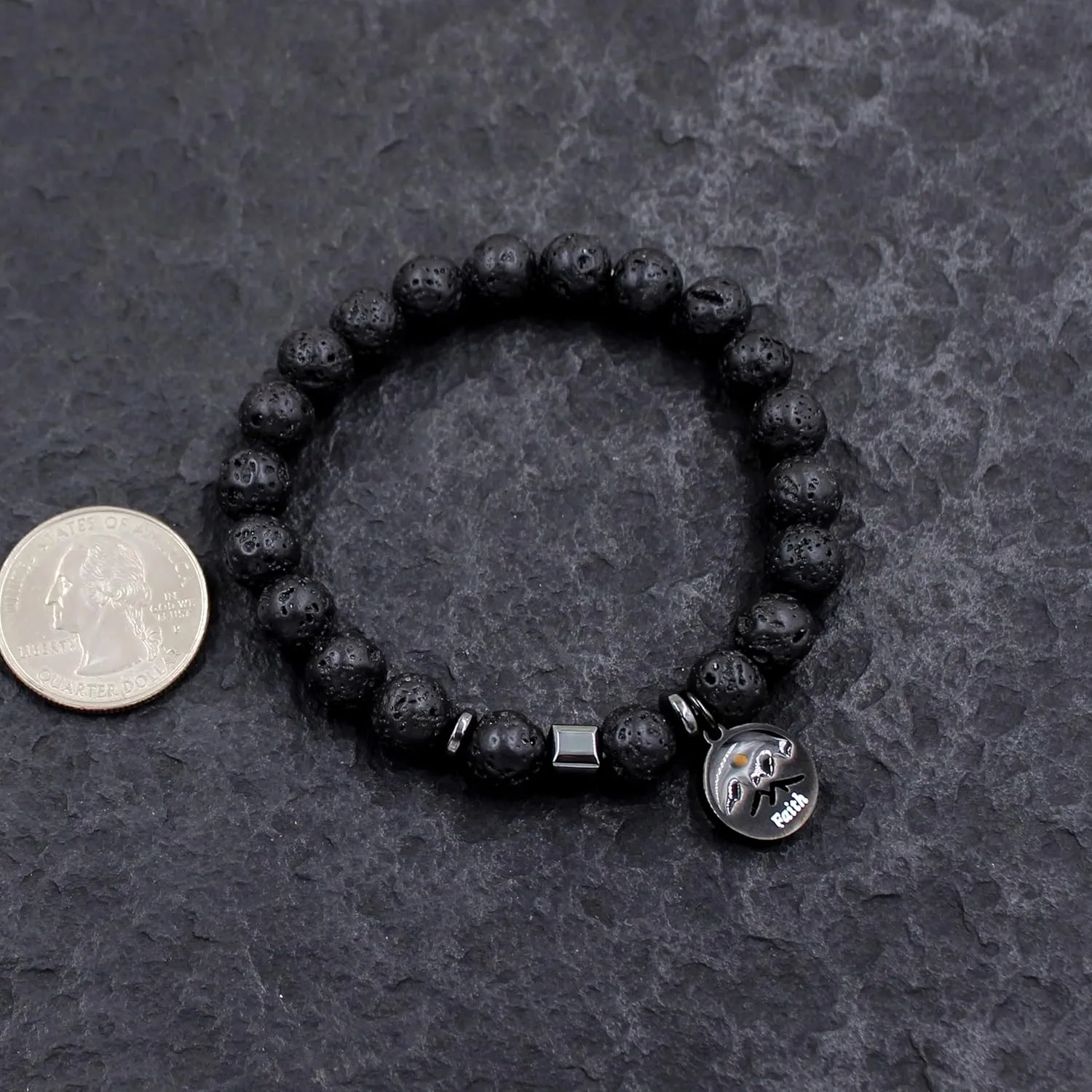 Handmade Natural Stone Faith Mustard Seed Charm Bracelet for Men or Women Christian Religious Inspirational Bracelet Gift Y4107