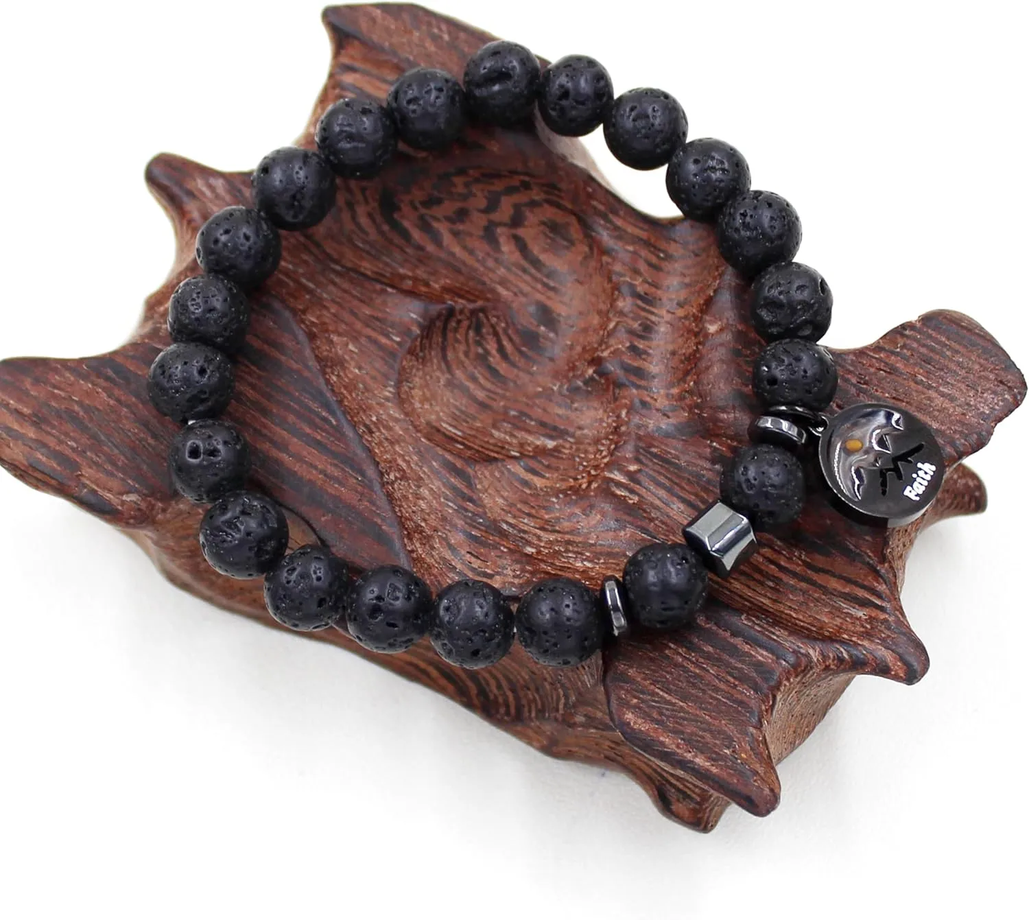 Handmade Natural Stone Faith Mustard Seed Charm Bracelet for Men or Women Christian Religious Inspirational Bracelet Gift Y4107