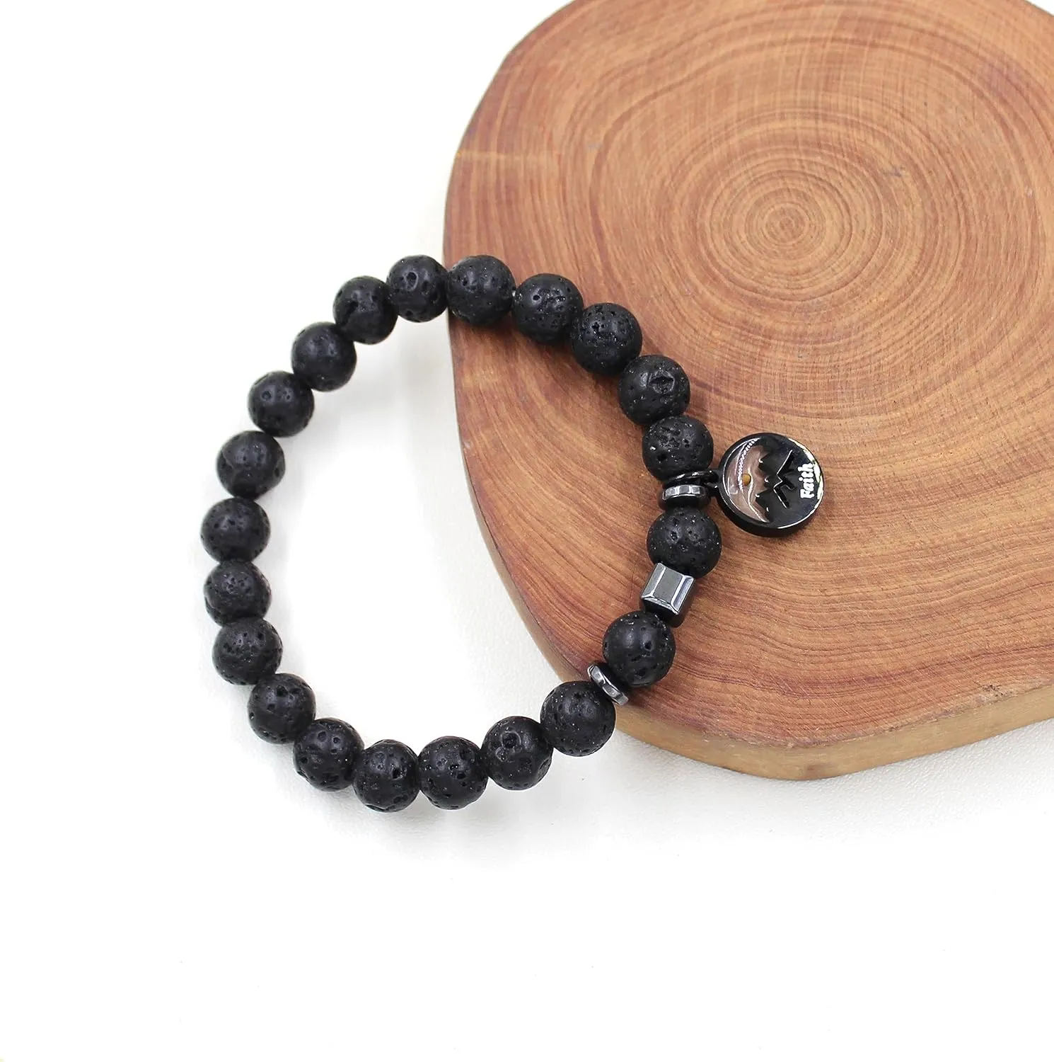 Handmade Natural Stone Faith Mustard Seed Charm Bracelet for Men or Women Christian Religious Inspirational Bracelet Gift Y4107
