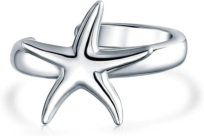 Hawaii Ocean Sea Life Tropical Beach Vacation Nautical Starfish Pendant Necklace Ear Cuff Drop Stud Earrings Jewelry Set For Women Teens .925 Sterling Silver