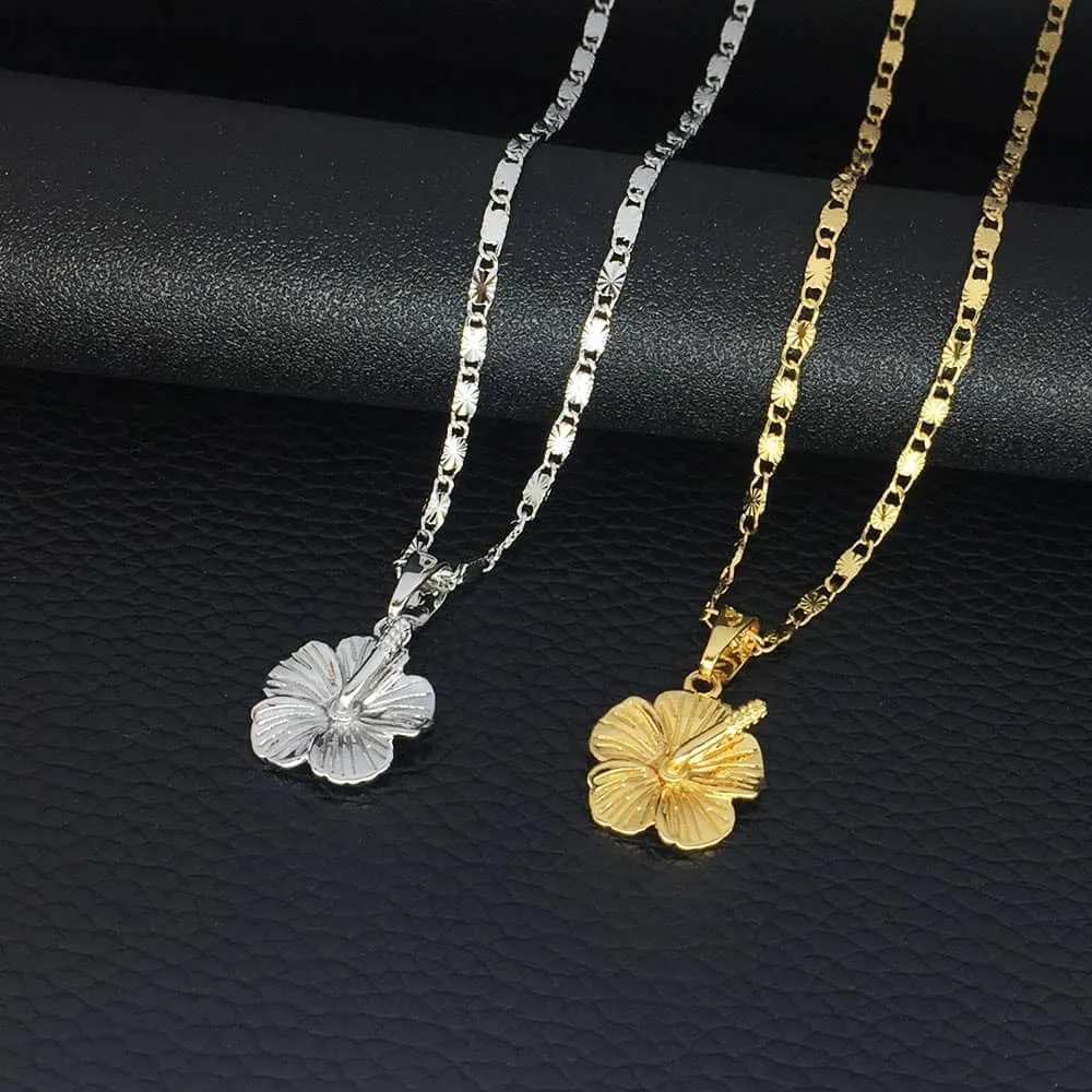 Hawaiian Jewelry for Women, Hawaiian Hibiscus Flower Pendant Necklaces, Hibiscus Jewelry for Women Hibiscus Accessories Flower Mother Gifts
