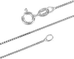 Hawaiian Silver Jewelry 1mm Sterling Silver Box Chain  Elegant and Simple Silver Box Chain Necklace 7-36-inch  Exquisite Silver Box Chain Necklace for Women  Thin Design  No Nickel Sterling Silver