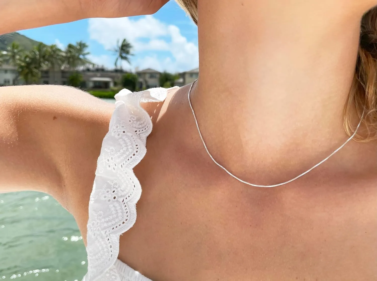 Hawaiian Silver Jewelry 1mm Sterling Silver Box Chain  Elegant and Simple Silver Box Chain Necklace 7-36-inch  Exquisite Silver Box Chain Necklace for Women  Thin Design  No Nickel Sterling Silver