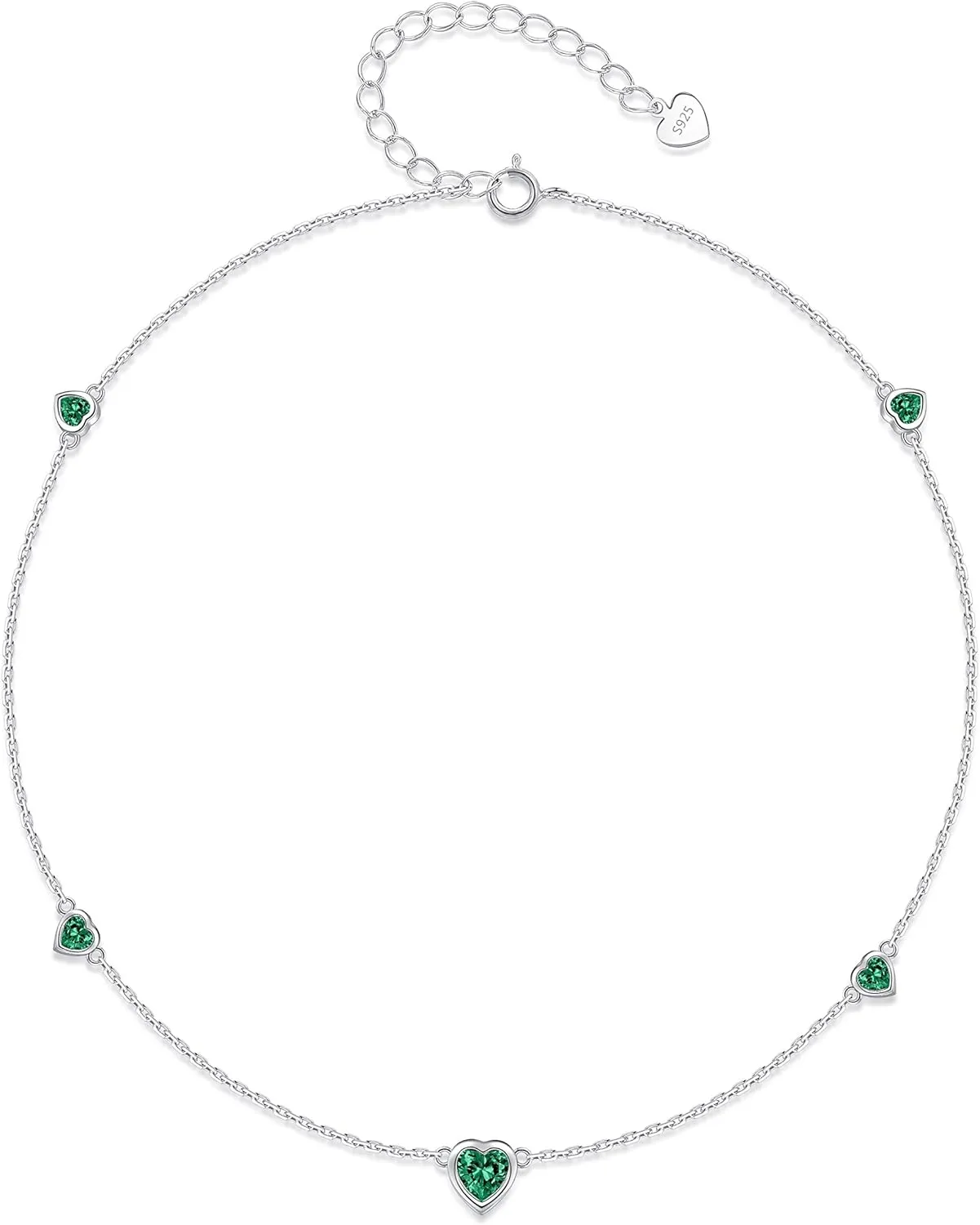 Heart Birthstone Ankle Bracelet for Women - 925 Sterling Silver Cute Anklet for Lady - Birthday Thanksgiving Day Christmas Valentine's Day Gifts Foot Jewelry