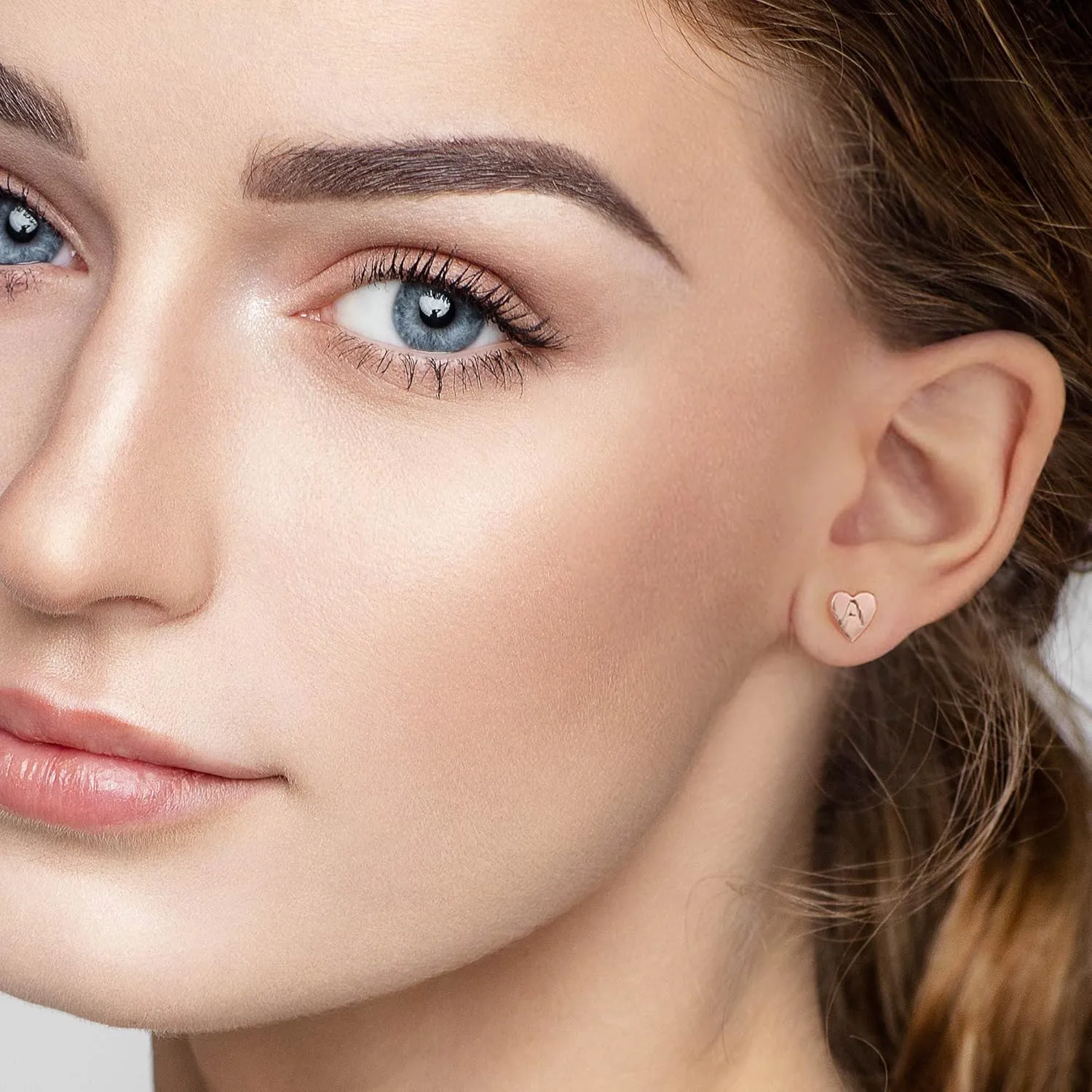 Heart Initial Stud Earrings for Girls - S925 Sterling Silver Post 14K Gold Plated Dainty Letter Earrings Hypoallergenic Little Initial Earrings for Women Girls Sensitive Girls Earrings