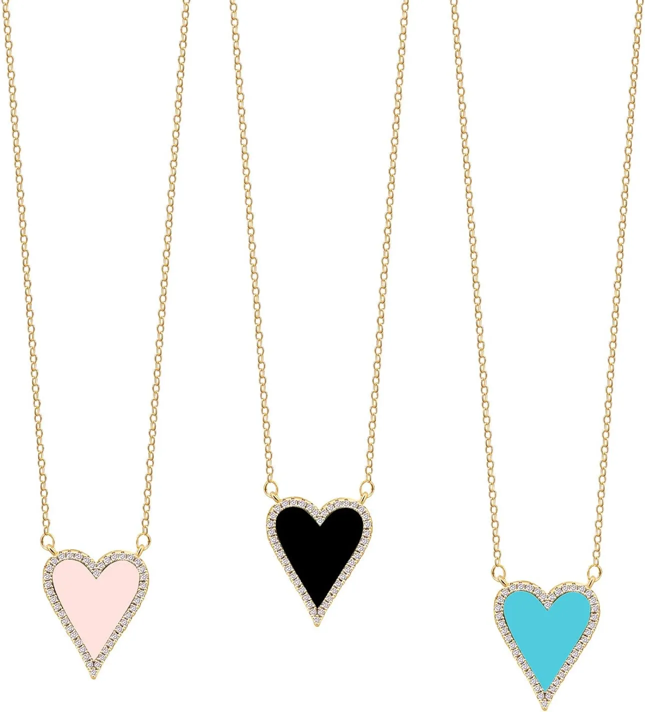 Heart Necklace for Women Trendy Preppy Jewelry Gold Plated Love Heart Pendant, Heart Paperclip Chain Necklace Cute Heart Necklaces Birthday for Women Dainty Jewelry