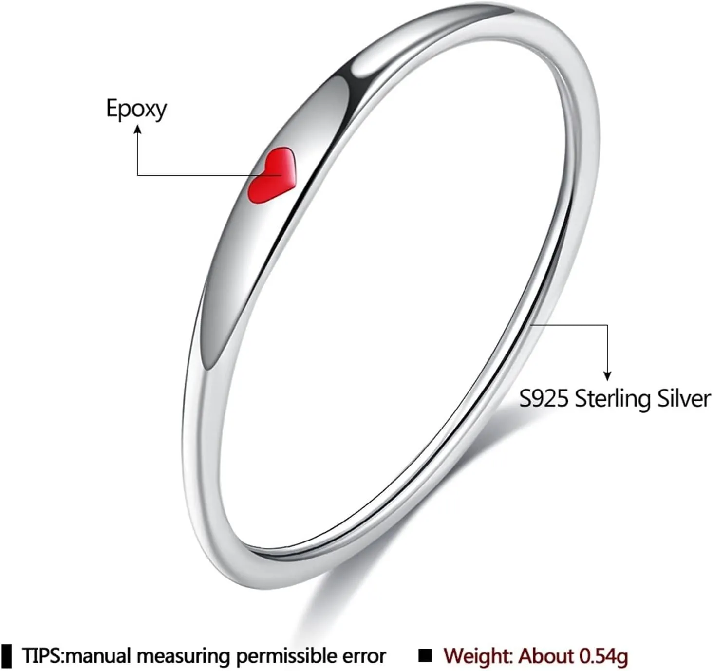 Heart Rings, Ring 925 Silver Women Couple Elegant Trendy Jewelry Birthday Gift for Girlfriend