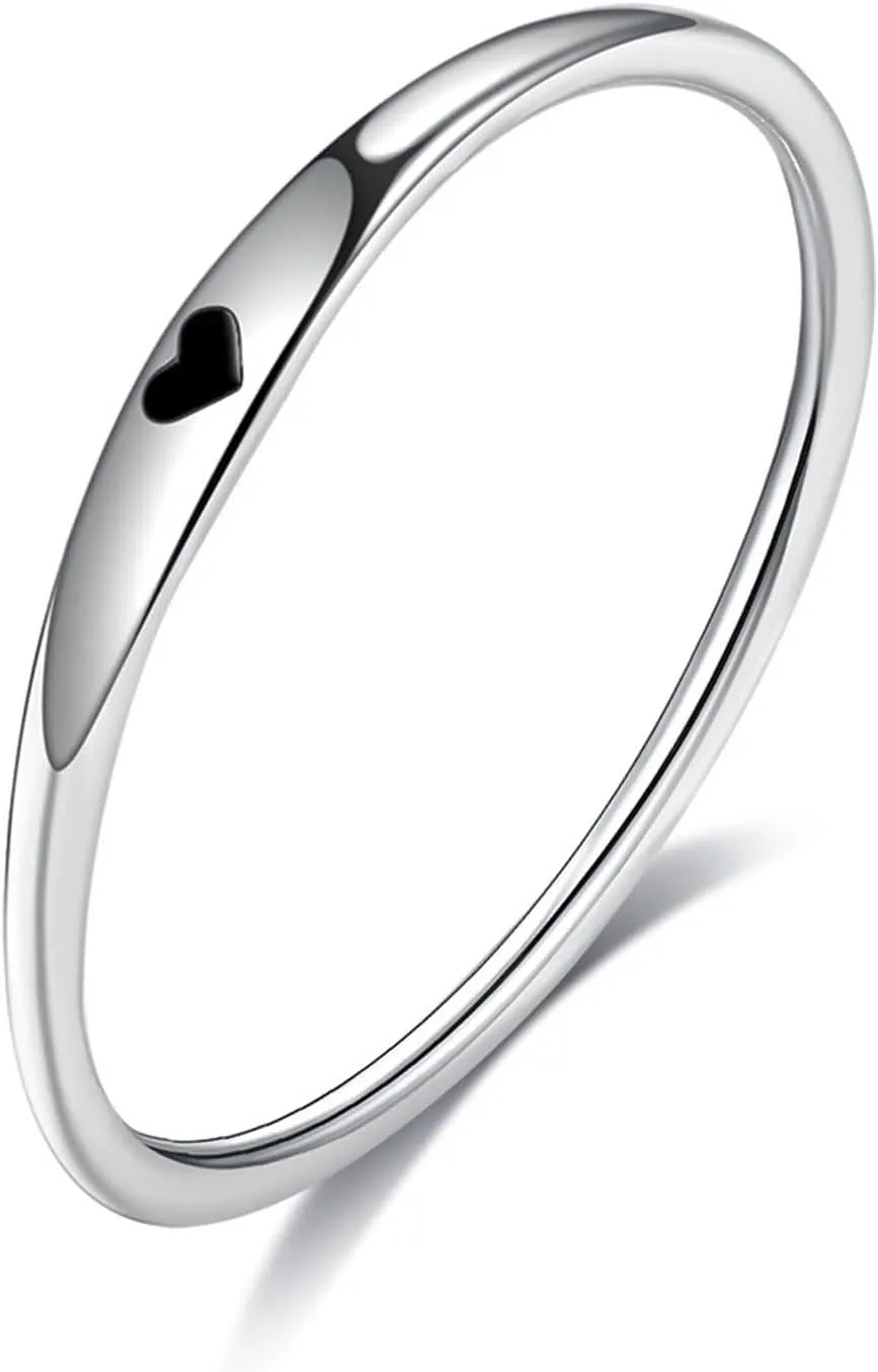 Heart Rings, Ring 925 Silver Women Couple Elegant Trendy Jewelry Birthday Gift for Girlfriend