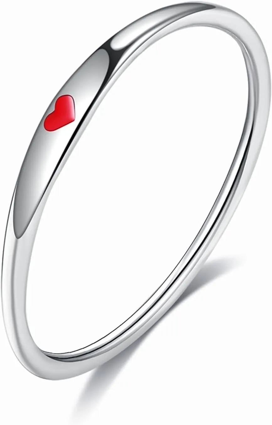 Heart Rings, Ring 925 Silver Women Couple Elegant Trendy Jewelry Birthday Gift for Girlfriend